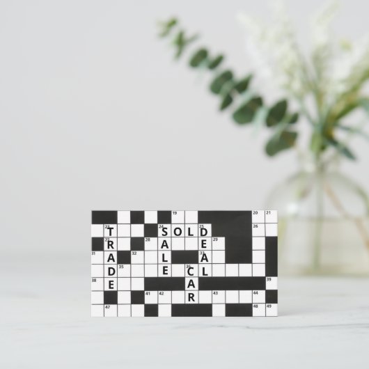 Crossword Puzzle Car Händler Geschäft Visitenkarte (Stehend Vorderseite)