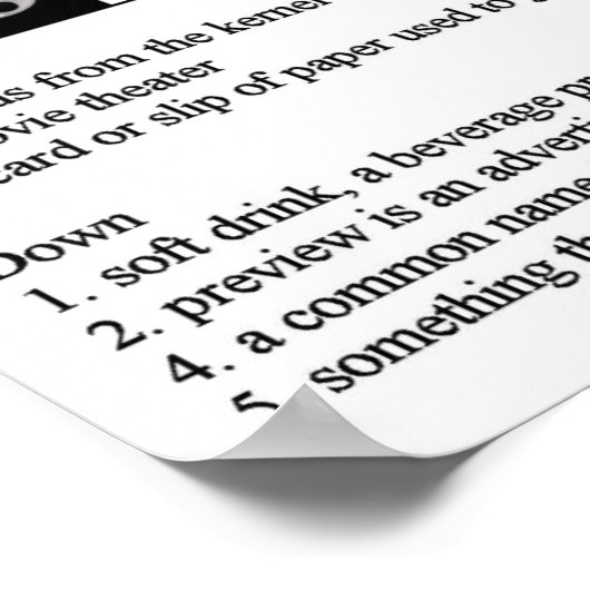 Crossword Puzzle for Movie Lovers Poster (Ecke)