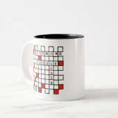 Crossword Puzzle Lover Red Zwei-Tone-Kaffee-Tasse Zweifarbige Tasse (Vorderseite Links)