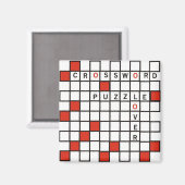Crossword Puzzle Lover rot Magnet (Vorderseite/Rückseite)