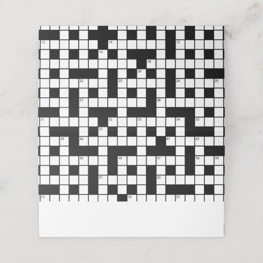 Crossword Puzzle Thema Geburtstag Platzkarte (Außenseite Aufgefaltet)