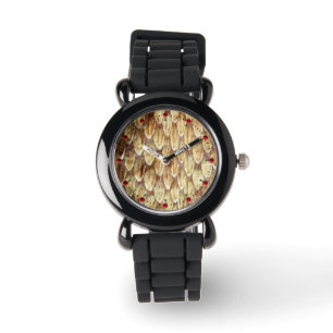 CROTALUS, DRUCKER RATTLESNAKE HAUT Creme Brown Wat Armbanduhr