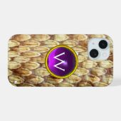 CROTALUS LILA EDELMETALL-MONOGRAMM iPhone 15 HÜLLE (Rückseite (Horizontal))