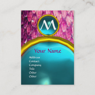 CROTALUS MONOGRAM AQUAMARINE, hellrosa Blau Visitenkarte