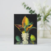 Croton Blätter in einer Vase, Kunstmalerei Postkarte (Stehend Vorderseite)