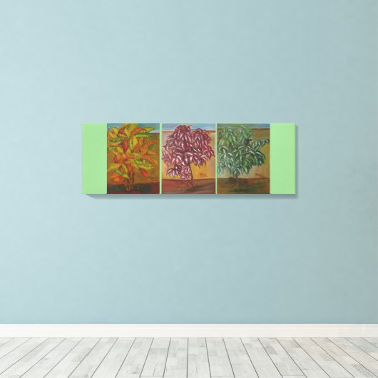 CROTON Triptych Leinwanddruck (Insitu (Holzboden))