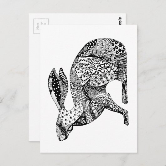 Crouching Hare Postkarte (Vorne/Hinten)