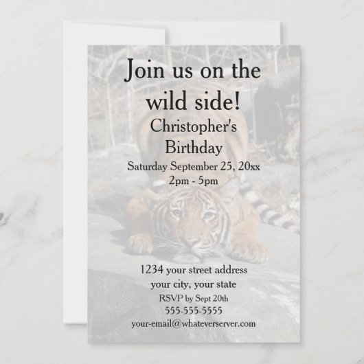 Crouching Tiger Individuell einladen Einladung (Rückseite)