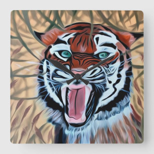 Crouching tiger lonie auf Standby Quadratische Wanduhr