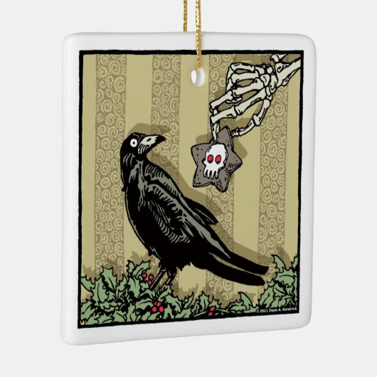 Crow and Cookie - Pop Goth Holiday Keramikornament (Rechts)