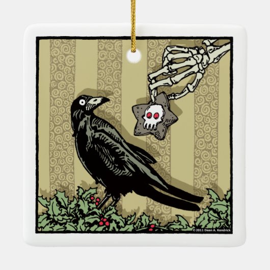 Crow and Cookie - Pop Goth Holiday Keramikornament (Rückseite)