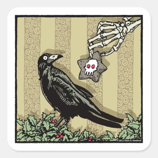 Crow and Cookie - Pop Goth Holiday Quadratischer Aufkleber (Vorderseite)