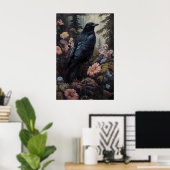 Crow And Flowers Vintage Poster, Dark Academia Poster (Heimbüro)