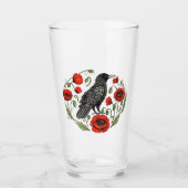 Crow and Poppies Bierglas Glas (Vorderseite)