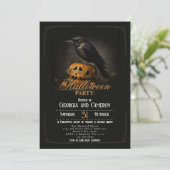 Crow and Pumpkin Gothic Halloween Part Einladung (Stehend Vorderseite)