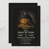 Crow and Pumpkin Gothic Halloween Part Einladung (Vorne/Hinten)