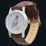 Crow-Aquarellmalerei Armbanduhr<br><div class="desc">Das ist ein Aquarellbild von Krähen. Ich denke,  Krähen haben schöne Federn - schwarz,  reflektieren aber lila und blaue Farbe unter dem Sonnenlicht. Diese Krähe ist auf einem Baumstamm gekrönt,  auf dem Moos wachsen.</div>