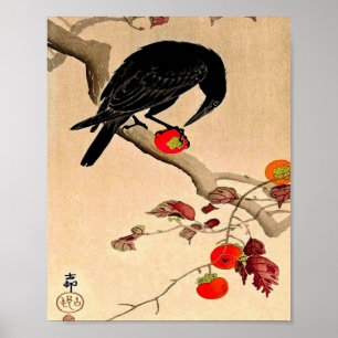 Crow aß ein Persimmon von Ohara Koson Poster