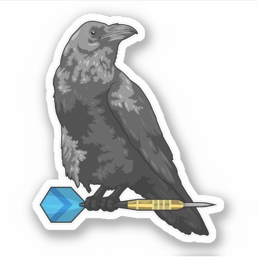 Crow at Darts with Dart Aufkleber (Vorderseite)