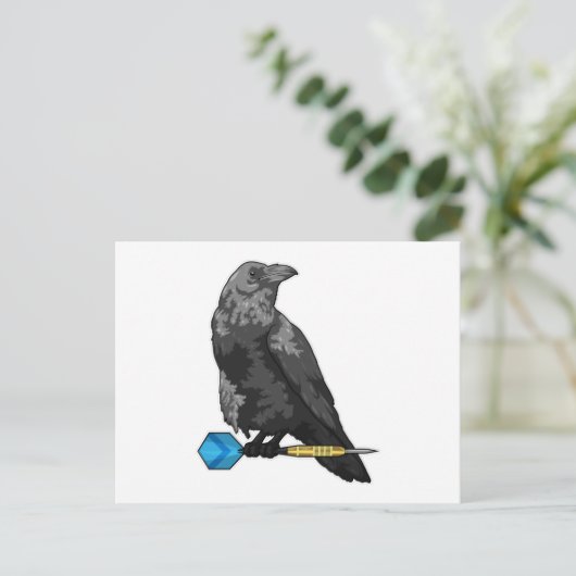 Crow at Darts with Dart Postkarte (Stehend Vorderseite)