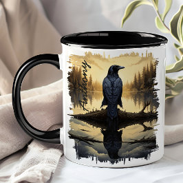 Crow at Dawn Lake Reflection Tasse