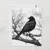 Crow auf den Bare Winter Branches Postkarte (Vorne/Hinten)