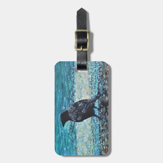 Crow auf der Strandmalerei Gepäckanhänger (Vorderseite vertikal)