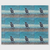 Crow auf der Strandmalerei Geschenkpapier (Flach)