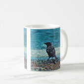 Crow auf der Strandmalerei Kaffeetasse (VorderseiteRechts)