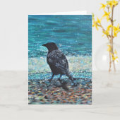 Crow auf der Strandmalerei Karte (Gelbe Blume)