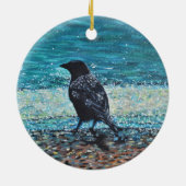 Crow auf der Strandmalerei Keramik Ornament (Hinten)