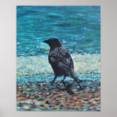 Crow auf der Strandmalerei Poster (Vorne)