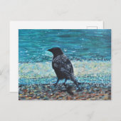 Crow auf der Strandmalerei Postkarte (Vorne/Hinten)