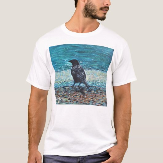 Crow auf der Strandmalerei T-Shirt (Vorderseite)