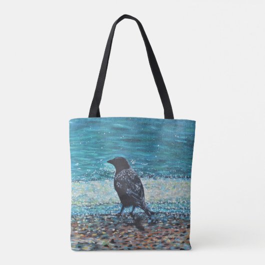 Crow auf der Strandmalerei Tasche (Rückseite)