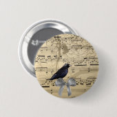 Crow auf einem Musikblatt Button (Vorne & Hinten)