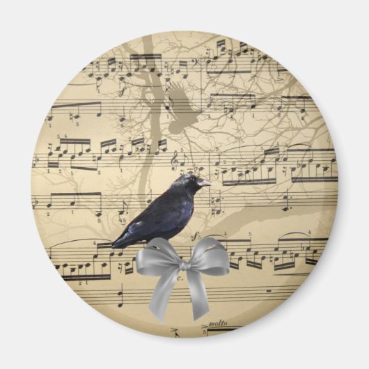 Crow auf einem Musikblatt Magnet (Vorne)