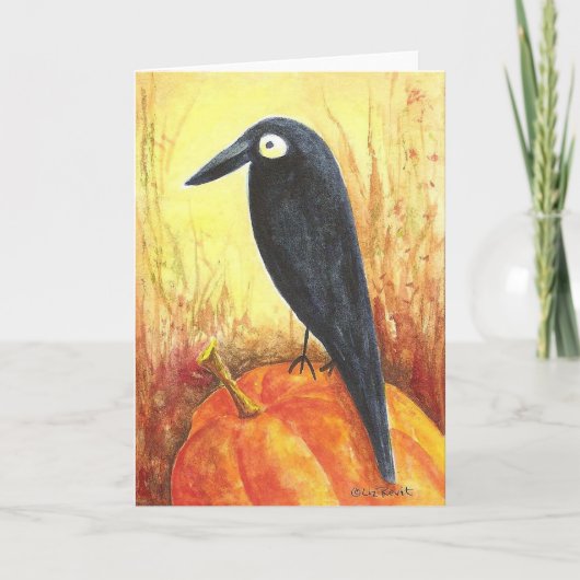 Crow auf Pumpkin Karte (Vorderseite)