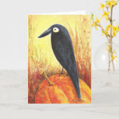 Crow auf Pumpkin Karte (Gelbe Blume)