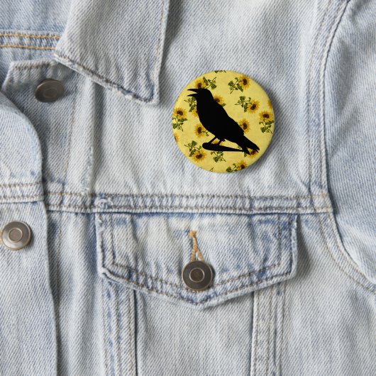 Crow auf Sonnenblumen Button (Beispiel)
