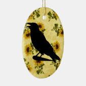 Crow auf Sonnenblumen Keramikornament (Rechts)