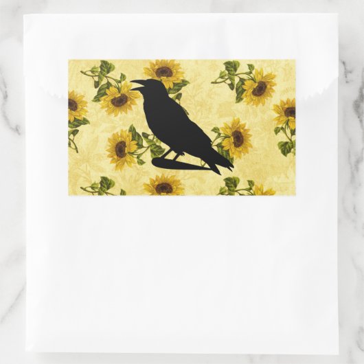 Crow auf Sonnenblumen Rechteckiger Aufkleber (Tasche)