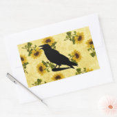 Crow auf Sonnenblumen Rechteckiger Aufkleber (Umschlag)