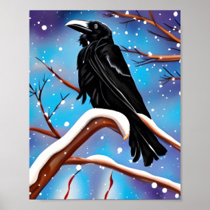 Crow auf Verzweigung Poster