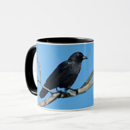 Crow auf Zweig Tasse (Vorderseite Links)