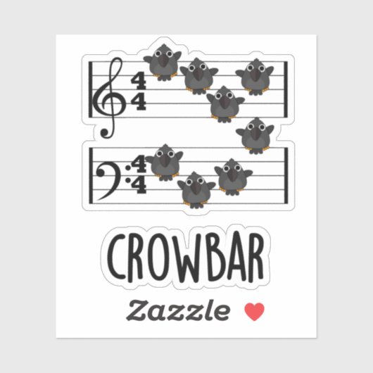Crow Bar Funny Music Bird Puff Aufkleber (Blatt)
