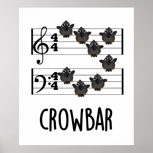 Crow Bar Funny Music Bird Puff Poster (Vorne)