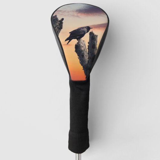 Crow bei Sonnenaufgang Golf Headcover (Vorderseite)