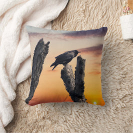 Crow bei Sonnenaufgang Kissen