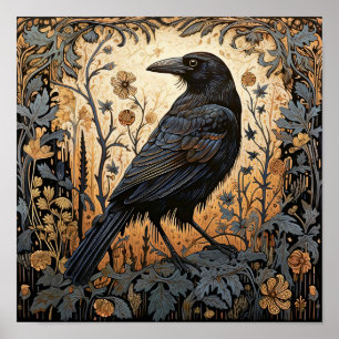 Crow Bird Abstrakte Malerei Poster